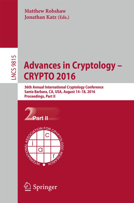 Advances in Cryptology -- CRYPTO 2016 - cover