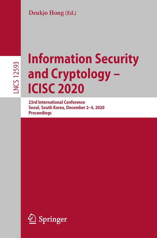 Information Security and Cryptology ICISC 2020 - cover