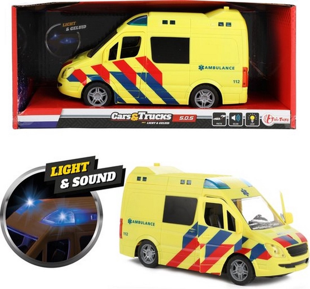 Toi-Toys Ambulance - speelgoed auto - frictie - licht en geluid - speelgoed — afbeelding 10