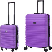 BlockTravel kofferset 2 delig ABS ruimbagage en handbagage 39 en 95 liter - inbouw TSA slot - paars