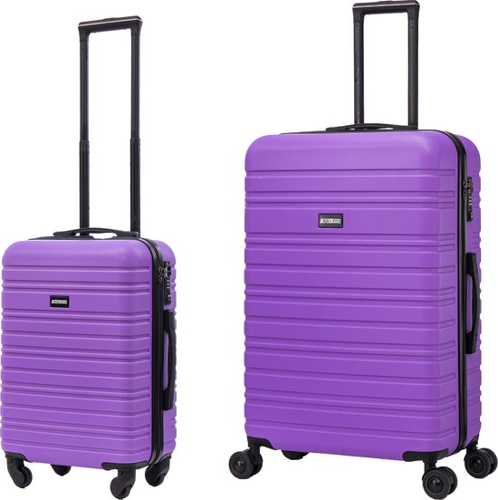 BlockTravel kofferset 2 delig ABS ruimbagage en handbagage 39 en 95 liter - inbouw TSA slot - paars