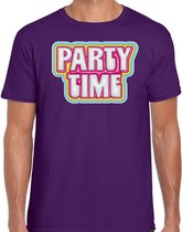Bellatio Decorations Verkleed shirt heren - party time - paars - foute party - carnaval/themafeest S