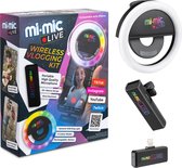 Mi-Mic Live - vlogging kit: Apple - met draadloze microfoon - ringverlichting met 30 dynamische RGBW LED's - hub-aansluiting voor iPhones - voor zingen, optreden en podcasting