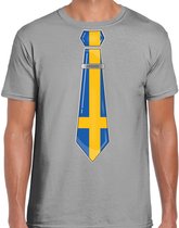 Bellatio Decorations Verkleed shirt voor heren - stropdas Zweden - grijs - supporter - themafeest XXL