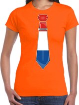 Bellatio Decorations Verkleed shirt voor dames - stropdas Nederland - oranje - supporter -themafeest S