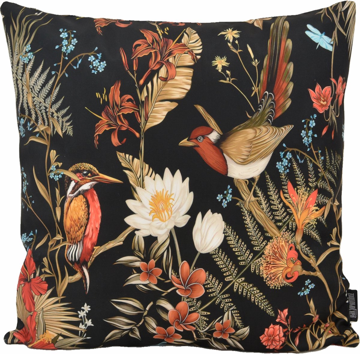 Gek op Kussens! Sierkussen Tropic Birds #2 | 45 x 45 cm | Katoen/Polyester Zwart