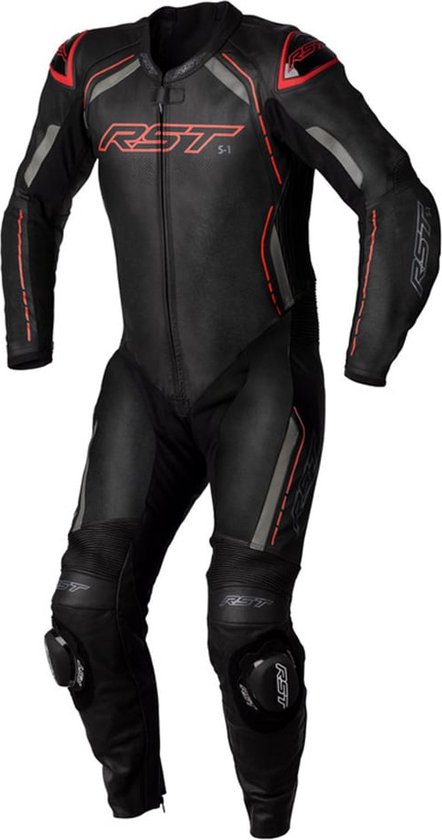 RST S1 Ce Mens Leather Suit Black Red 44 - Maat - One Piece Suit
