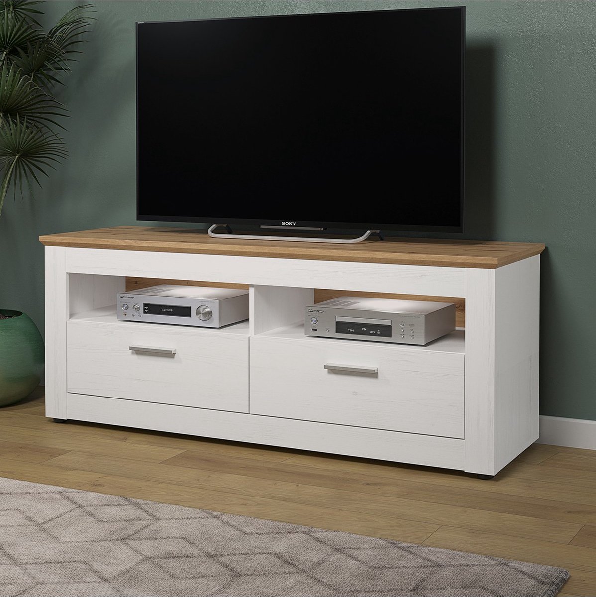 TV-kast Shade | 148 x 45 x59 cm | Dennenhout | Wit
