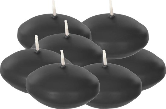 Bougies flottantes Atmosphera - noires - 12x pièces - diamètre 4,5 cm - 4 heures de combustion - paraffine - sans odeur