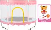 FOXSPORT Trampoline - inclusief veiligheidsnet - 150cm - oranje - trampoline voor kinderen - huishoudelijk speelgoed - tot 100kg - Roze