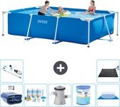 Intex Rechthoekig Frame Zwembad - 300 x 200 x 75 cm - Blauw - Inclusief Solarzeil - Onderhoudspakket - Zwembadfilterpomp - Filter - Grondzeil - Stofzuiger - Solar Mat