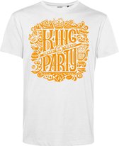 T-shirt King Of The Party | Koningsdag kleding | Oranje Shirt | Wit | maat S
