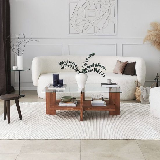 Babylon Table basse | VERRE TREMPÉ | Bois - Asir Group - Tables basses rectangulaires - Brun - Bois - Tables basses rectangulaires