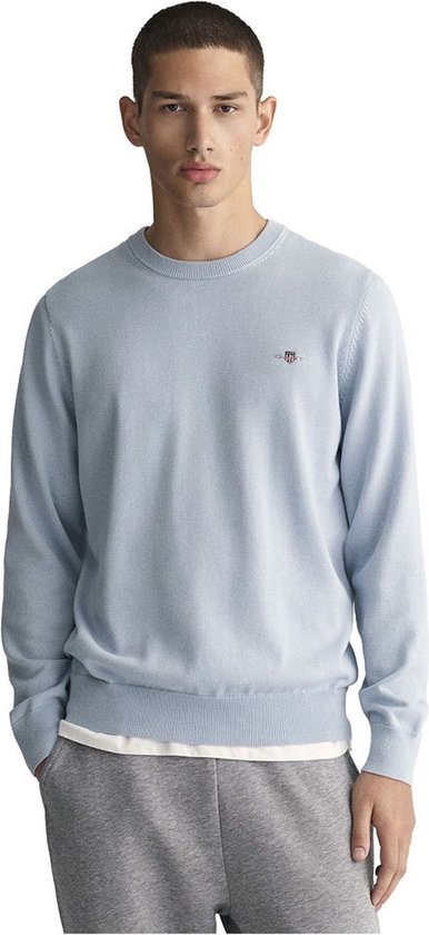 Gant Classic Cotton Ronde Hals Sweater Grijs M Man