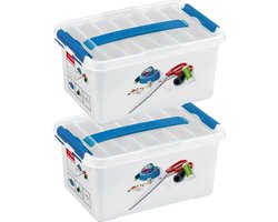 Sunware Q- 2x -LINE Opberg box/opbergdoos - met tray - kunststof - 30 x 20 x 14,5 cm - naaidoos