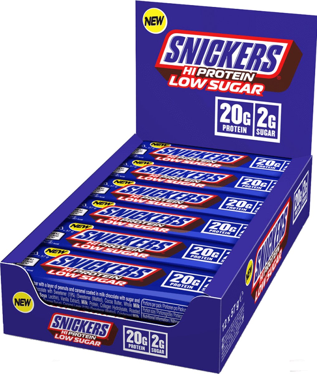 Goedkoopste Snickers Low Sugar High Protein Bar 12 repen Milk Chocolate