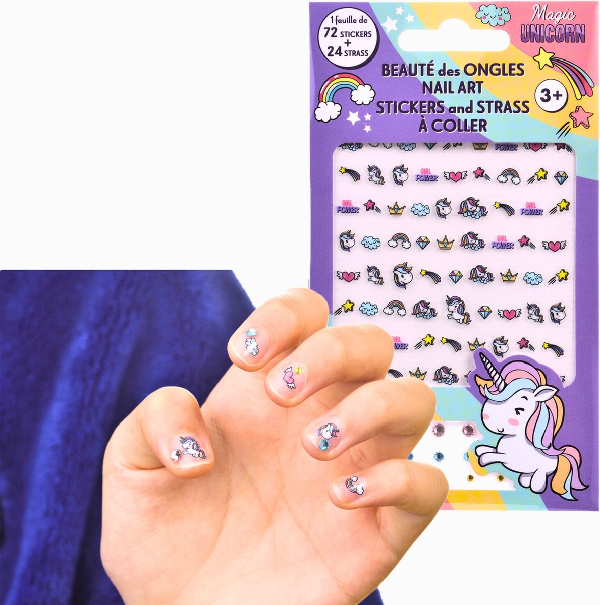 Goedkoopste Unicorn Nagelstickers - Voor Kinderen - Set van 72 Stickers 24 Steentjes - Officieel Gelicentieerd