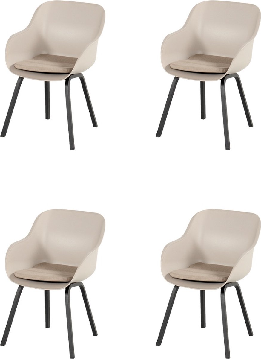 Set van 4 - Hartman Le Soleil Element dining armstoel - Soft Taupe/Black