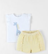 T-shirt met konijn + short set, koraal/ecru