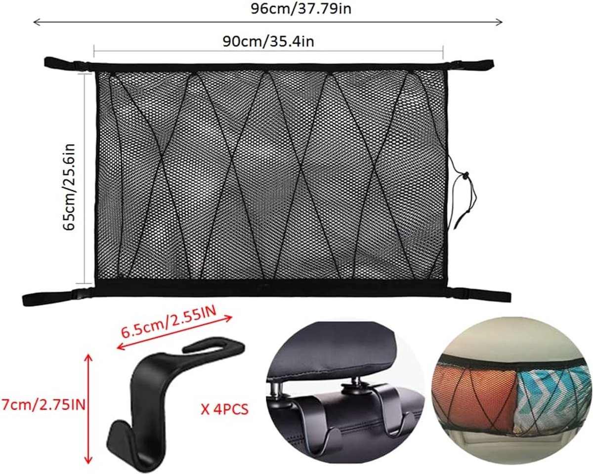 Filet à Bagages Voiture - Rangement Stable Et Ajustable Pour Camping, Voyages, Tente Auto Et Road Trips