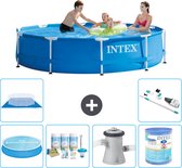 Intex Rond Frame Zwembad - 305 x 76 cm - Blauw - Inclusief Solarzeil - Onderhoudspakket - Zwembadfilterpomp - Filter - Grondzeil - Stofzuiger
