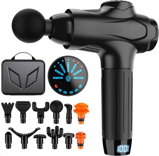 Selevie Massage Gun Professioneel Zwart met 12 Opzetstukken - Selevie - €49,95