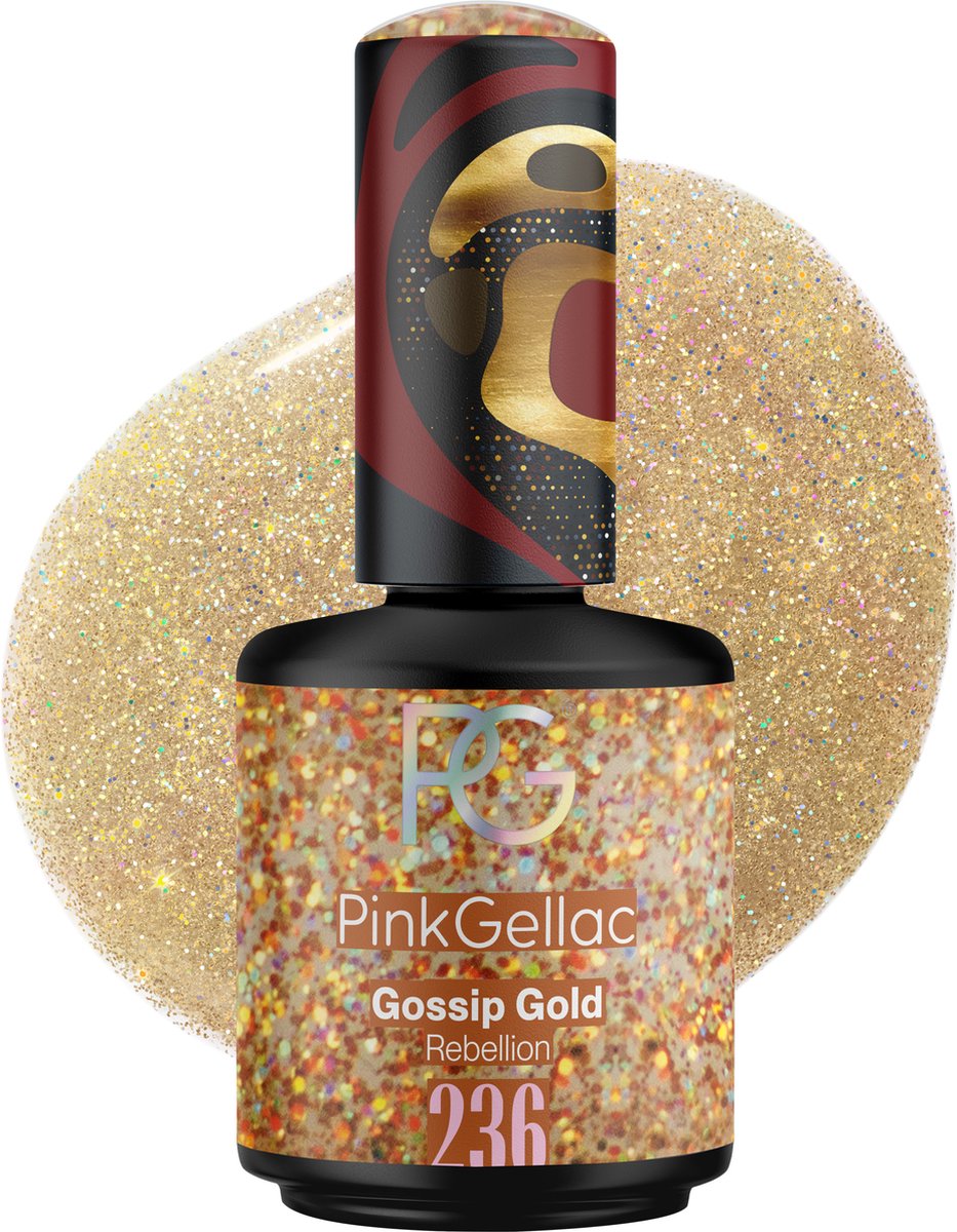 Pink Gellac Gellak Goud 15ml - Glanzende Gouden Gel Lak Nagellak - Gelnagels Producten - Gel Nails - 236 Gossip Gold
