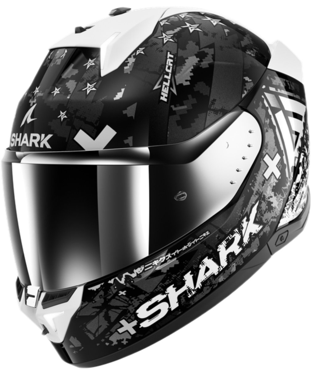 SHARK SKWAL i3 HELLCAT Black Chrom Silver - Maat XL - Integraal helm - Scooter helm - Motorhelm - Zwart - Scooterhelmen mannen en vrouwen.