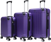 Kofferset Traveleo Babij - 3-delig - Complete Set - Koffer - Handbagage 35L + 65L en 90L Ruimbagage - ABS01 -Paars