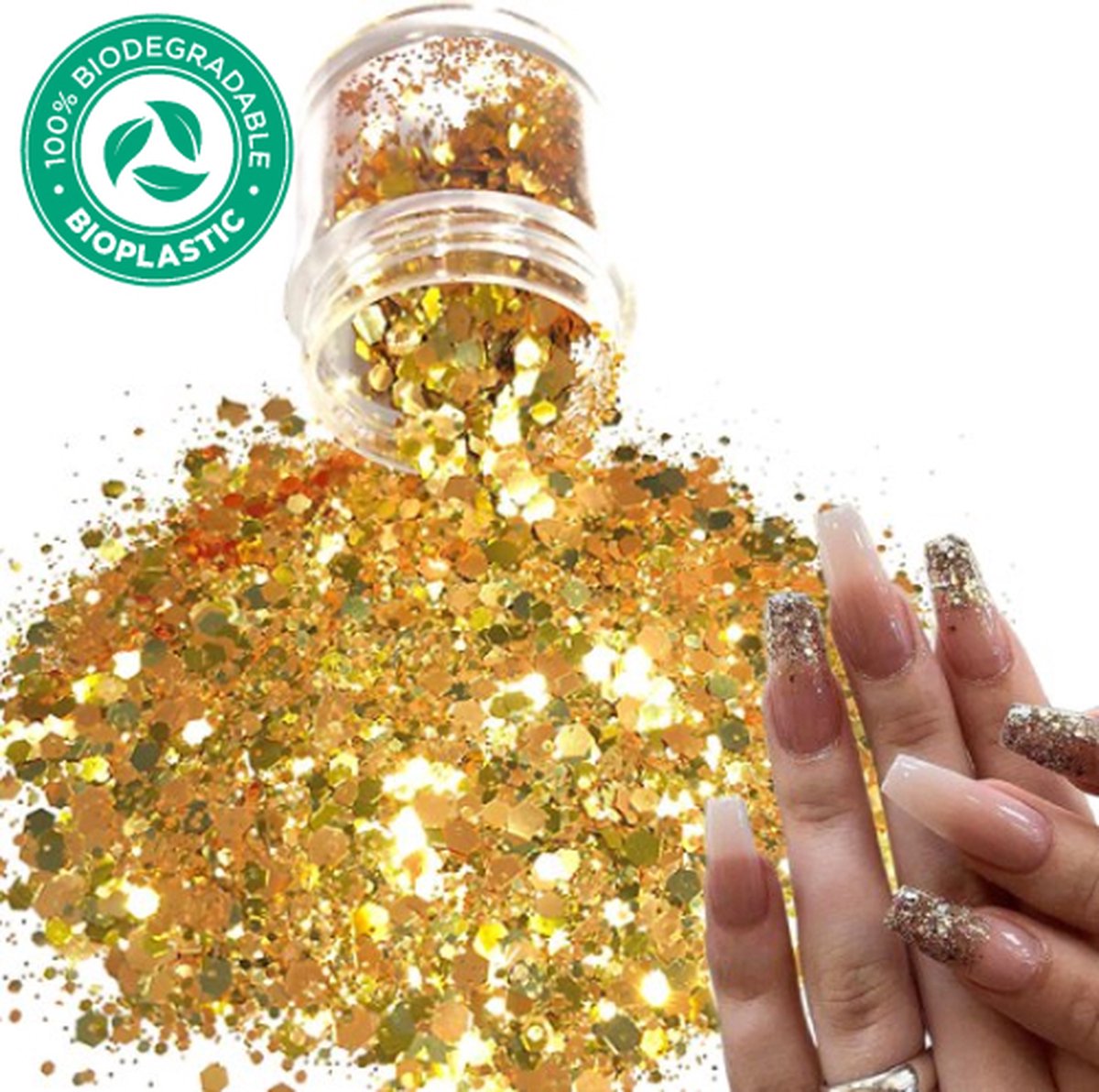 Goedkoopste Chunky Glitters (Goud) [Volume 8g - Festival Glitter Outfit Nagel Decoratie Versiering - Manicure Kunstnagels Nepnagels Acryl Nagels - Kinderen Volwassenen Dames Glitters]