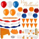 Koningsdag - Versiering - Oranje - Rood Wit Blauw - Feest - Pakket - Feest Versiering - Slingers - Ballonnen - Tafelkleed - Ballonnenboog - Uitgebreide Set - Tafelbenodigdheden - Servetten