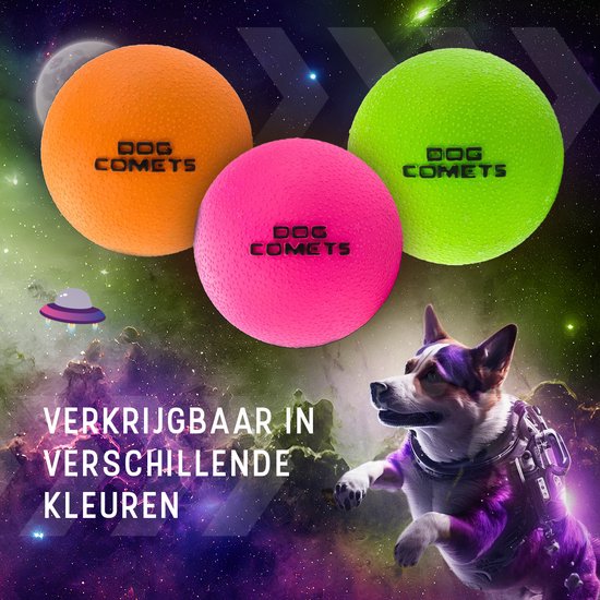 Jouet pour chien Dog Comets Ball Stardust - Jouet pour chien durable - Balle pour chien robuste - Balle en caoutchouc - Convient aux chiens - Vert - Diamètre 6