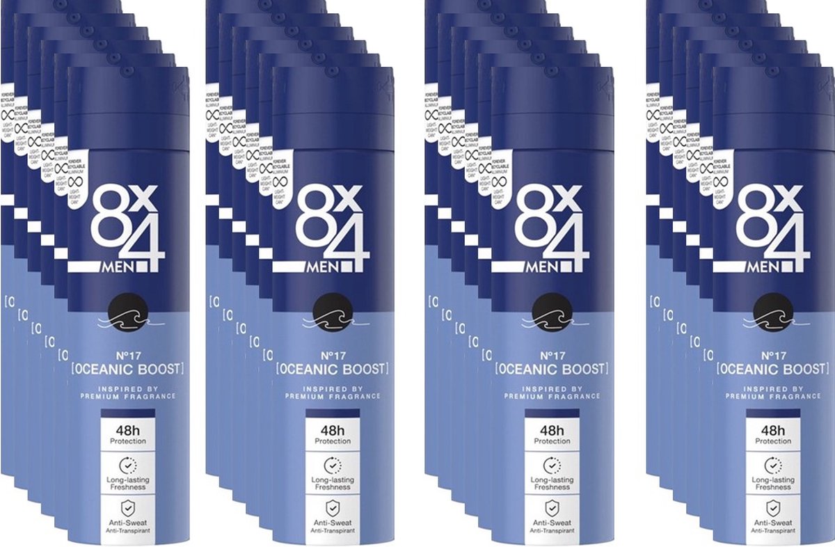 Goedkoopste 8x4 Deo Spray Men - No.17 Oceanic Boost - 24 x 150 ml