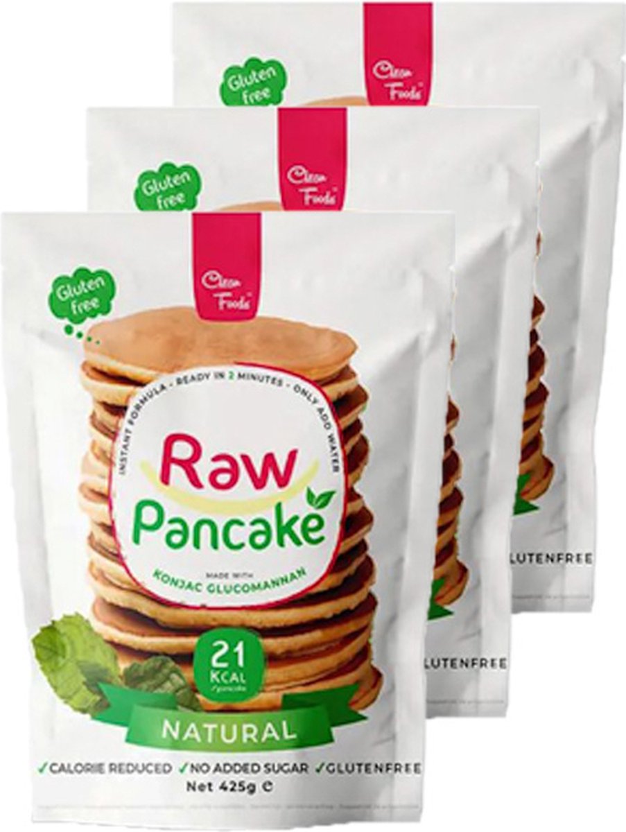 Goedkoopste Clean Foods | Raw Pancake | Naturel | 3 stuks | 3 x 425 gram