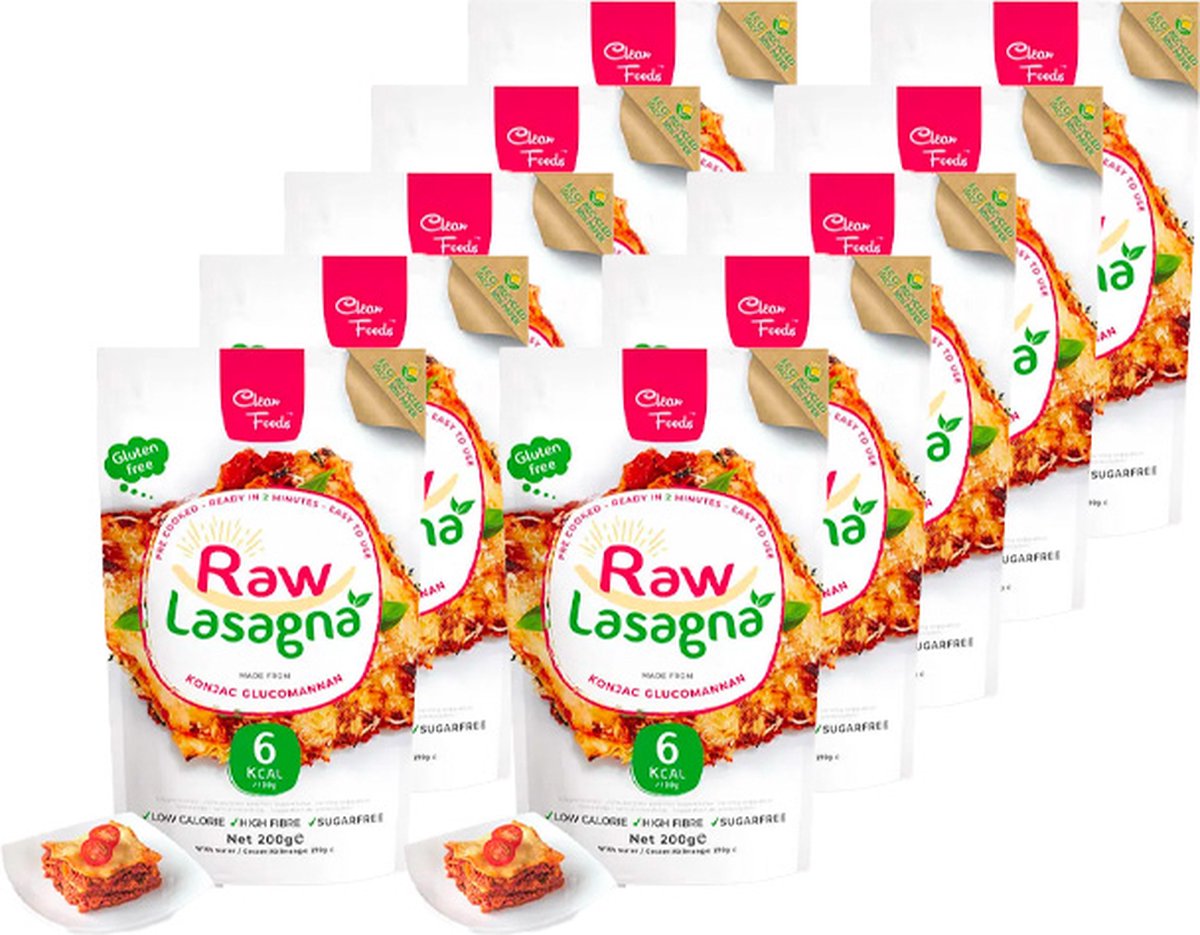 Goedkoopste Clean Foods | Raw Pasta | Lasagne | 10 stuks | 10 x 200 g