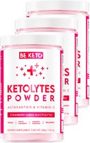 Be Keto | Keto Electrolytes Powder | Strawberry Cherry 200g | 3 stuks | 3 x 200 gram