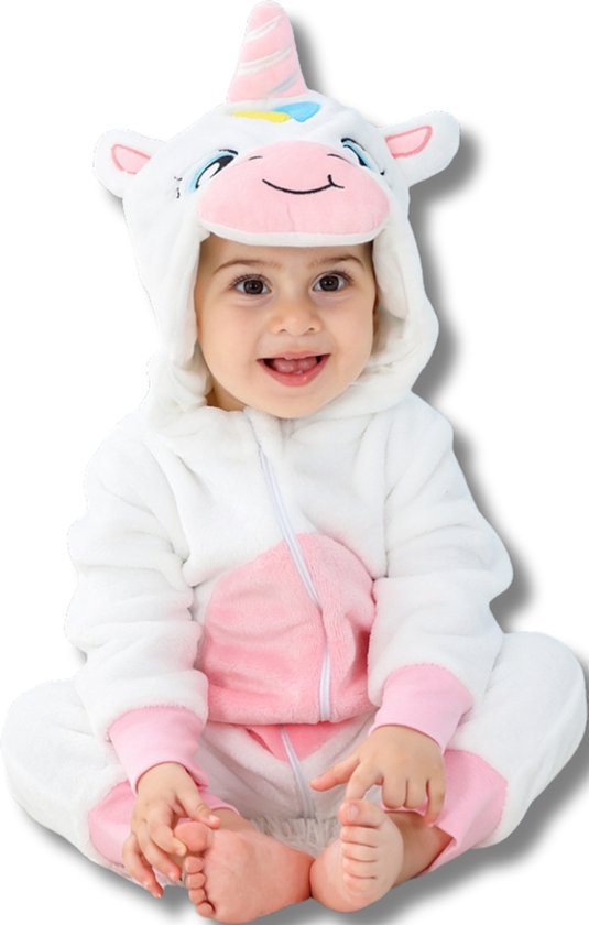 Eenhoorn Wit Dieren Onesie voor Peuter & Kleuter: Zachte Flanel Jumpsuit, Pyjama & Romper - Veilig & Comfortabel voor Kinderen 2 tot 4 jaar