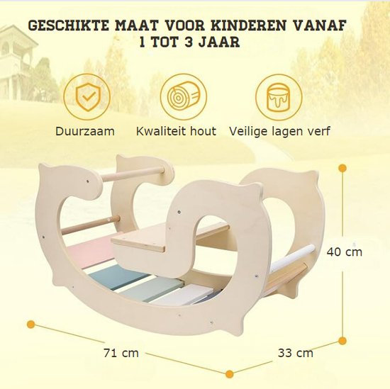 MISOU Pikler Klimboog - Met Klimrek Montessori - Triangle Klimframe Baby Hout