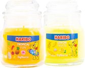 Haribo kaarsen 85gr set 2 - 1x klein Tropical 1x klein lemon