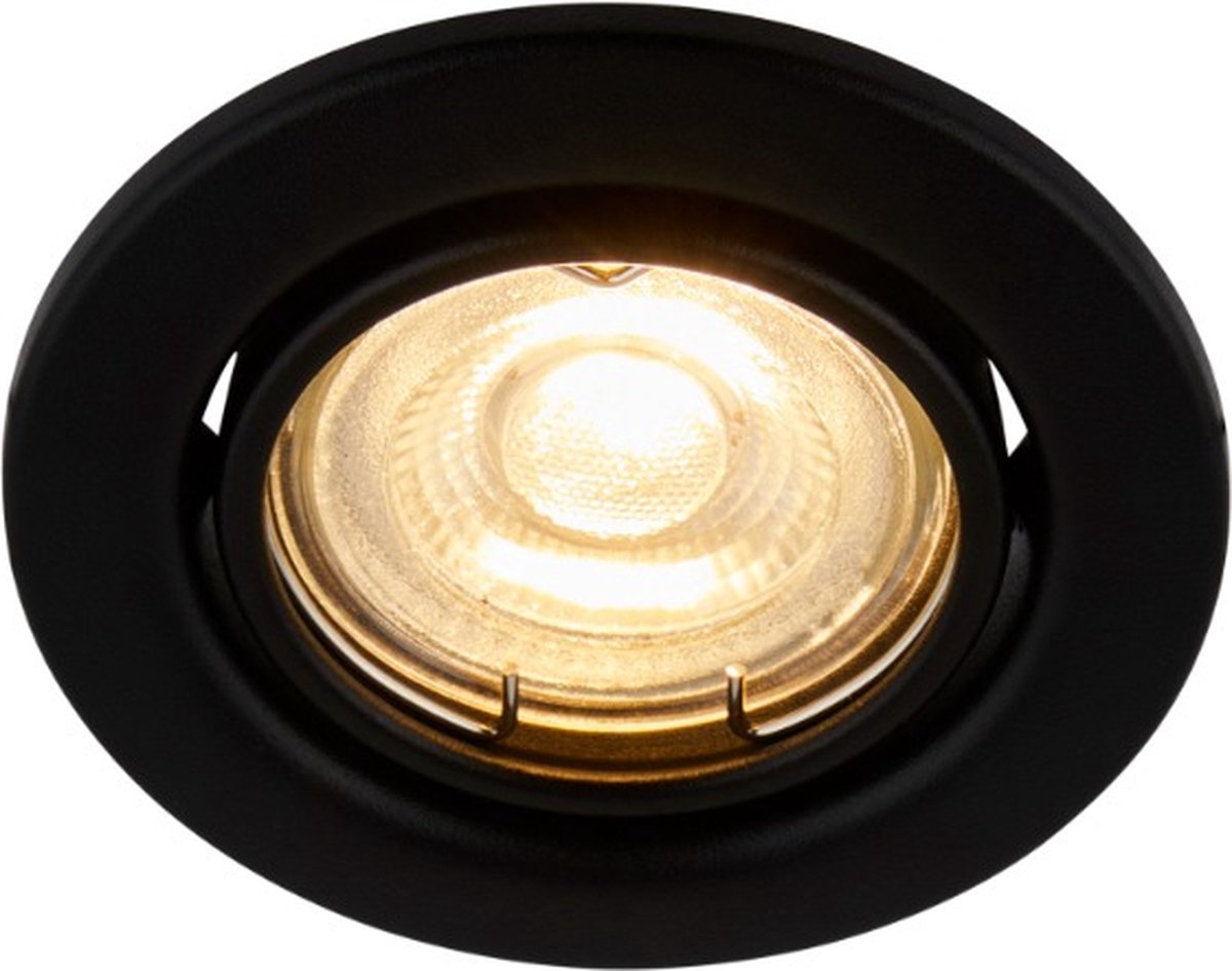 Inbouwspot kantelbaar zwart rond - Met GU10 Fitting