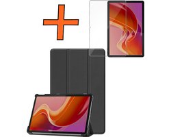 Hoesje - Geschikt voor Lenovo Tab M11 (11 inch) - Met Screenprotector - Trifold Bookcase - Hard Cover - Hardcover Book Case - Tablet Hoes - Zwart