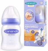 Lansinoh Baby Bottle with NaturalWave Teat (160 ml), Anti-colic, Plastic 100% BPA & BPS free, Slow Flow silicone teat which is soft and flexible, purple 160 ml