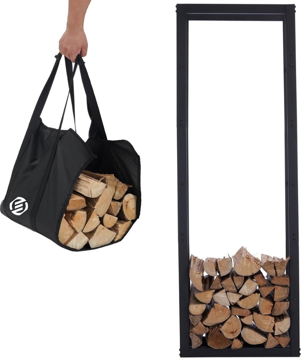 Equivera Haardhoutopslag - 100 x 25 x 148 - Houtopslag - Haardhout Opslag - Brandhoutrek - Houtberging