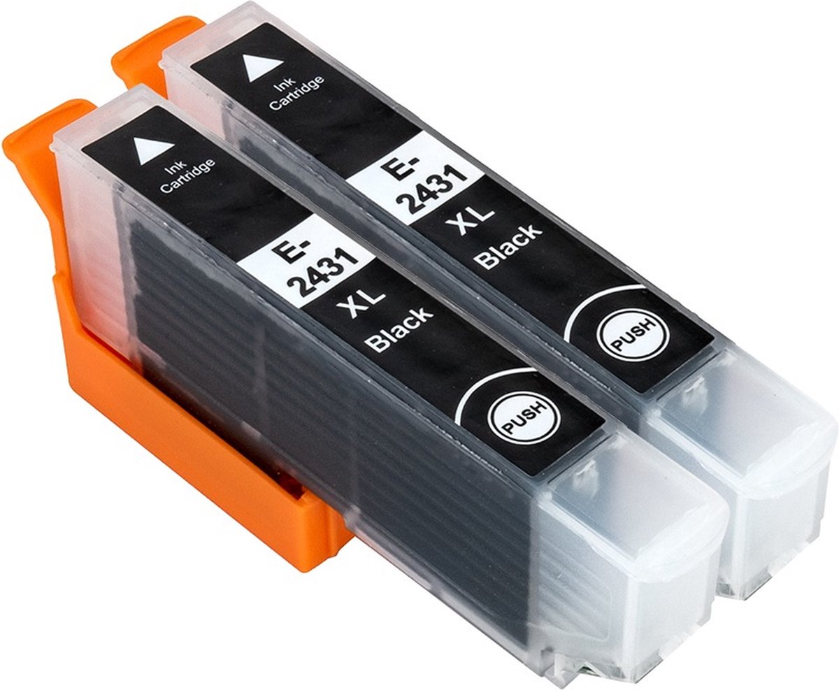 Inktcartridges Geschikt voor Epson 24XL | Multipack van 2x zwart Geschikt voor Epson Expression Photo XP 55 Epson Expression Photo XP 750 Epson Expression Photo XP 760 Epson Expression Photo XP 850 Epson Expression Photo XP 860