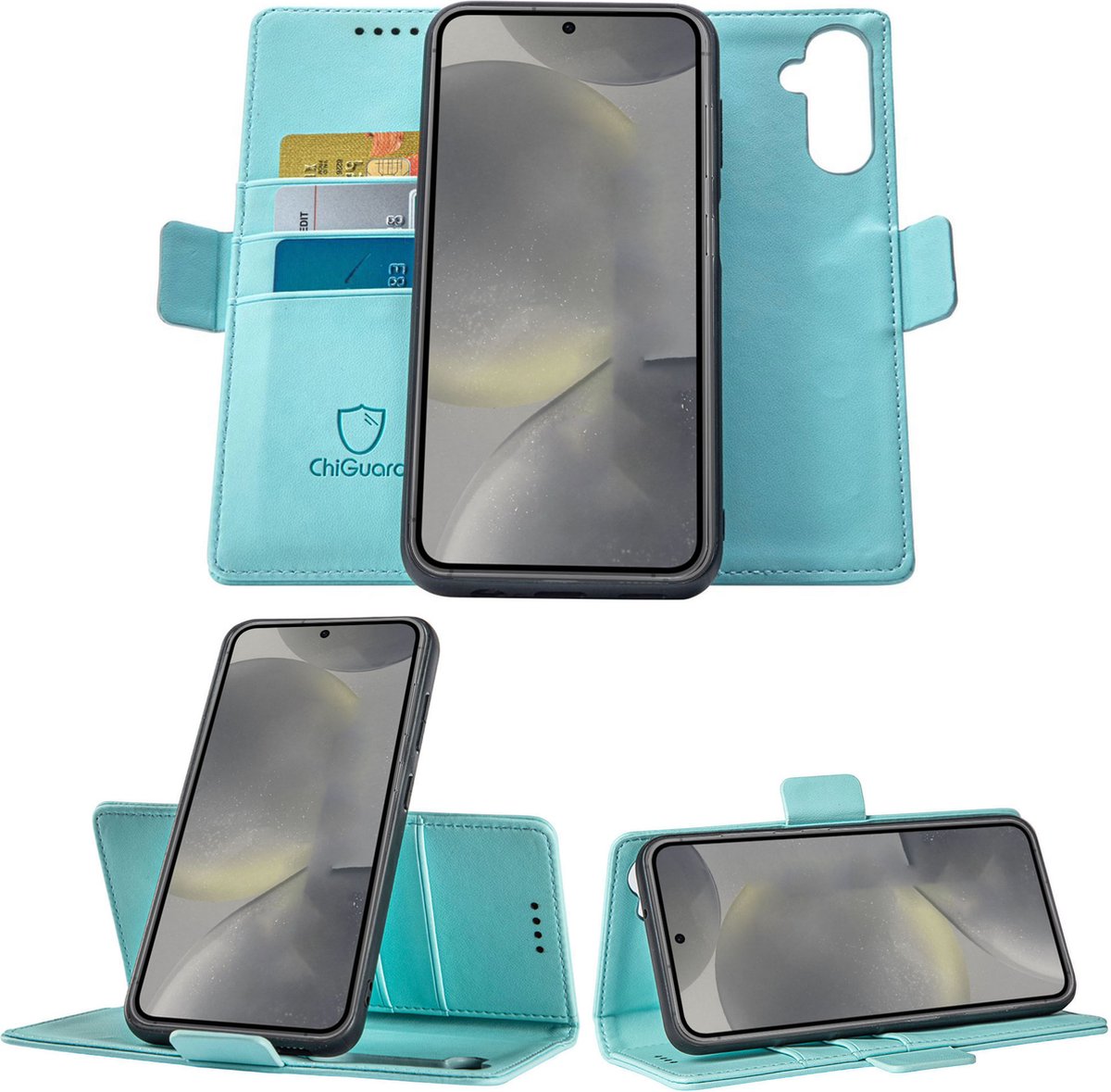 Geschikt voor Samsung Galaxy Galaxy S24+ - Book Case Hoesje - Uitneembaar Hoesje - Magnetische Sluiting - Portemonnee Baby Blauw