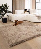 Fluffy vloerkleed vierkant - Comfy Deluxe taupe 200x200 cm