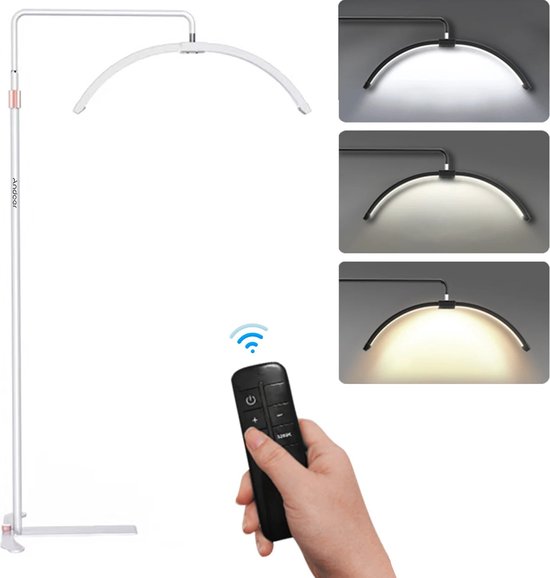 LED Licht - LED Lamp - Beauty Lamp - Make Up Lamp - Stevig En Stabiel - Halve Maan LED Lamp- Inclusief Telefoon Houder En Afstandsbediening - Wit
