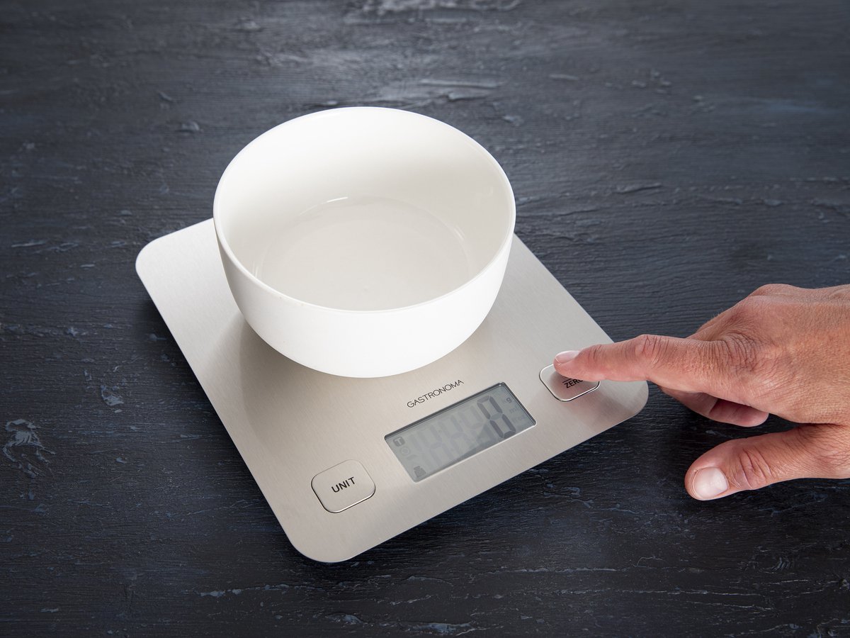 Gastronoma Keukenweegschaal - Weegschaal Keuken elektrisch - 5g tot 5kg - Tarra functie - 18310015 - RVS