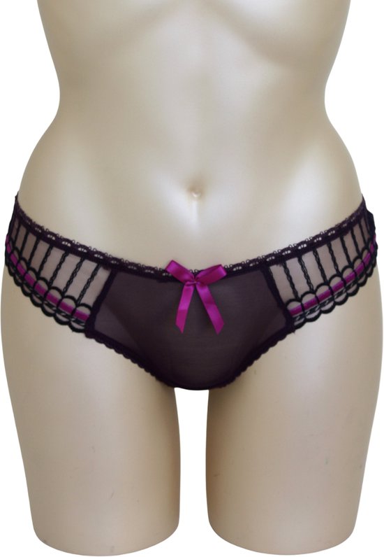 Freya - Arabella - string noir avec des accents violets et un design subtil des deux côtés - taille XS / 34