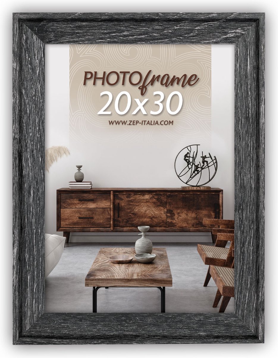 Zep Houten Fotolijst Torino Zwart voor foto 20x30 - RT223L